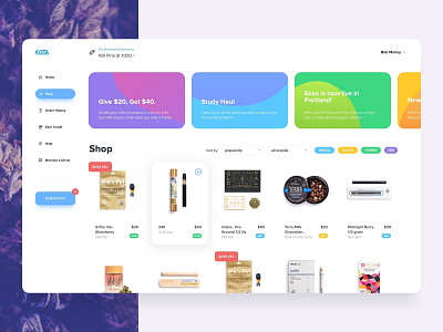 Eaze Redesign cannabis cbd delivery eaze ecommerce edibles indica interaction interface sativa shop ui ux vape web web app website weed