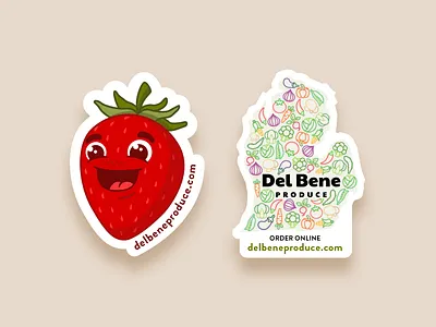 Del Bene Stickers character food pattern illustration stickers strawberry vector