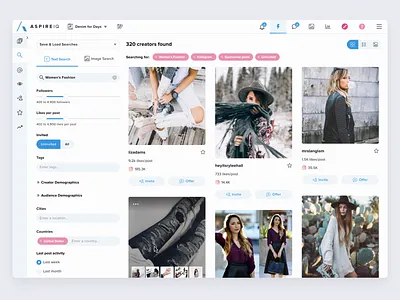 Search Creators Tab elegant influencers minimal ui website white