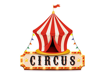 Circus tent banner carnival circus design fun funfair golden holiday illustration kids lamp retro shine tent travel vector vintage