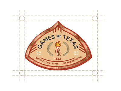 Games of Texas Retro Logo athletic logo badge branding creme games logo red retro retro badge retro font yellow