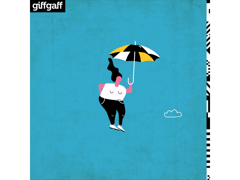 Freedom blue character design draw flying gif girl illustration loop love person rain sky styleframe umbrella vector video woman