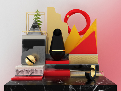 Two 3d 3d art 3d artist abstract c4d cgi cinema4d design illustration octane otoy render set design