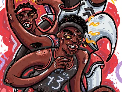 Spicy P cartoon character illustration nba nba finals pascal siakam portrait raptors