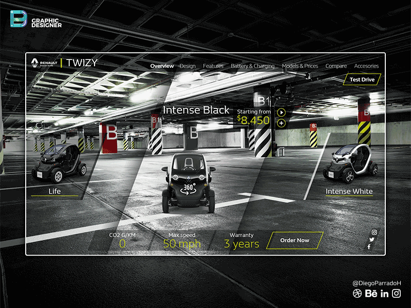 Renault Twizy Ux Diego Parrado animation concept creative designinspiration diego digital dribbble gif animated graphic designer parrado portfolio renault twizy ui ui design uiux ux ux design web design web site