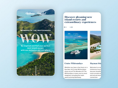 Whitsundays Campaign Mobile Homepage carousel landing page minimal mobile mobile design mobile ui photography sketchapp slider tourism website travel website ui web design website