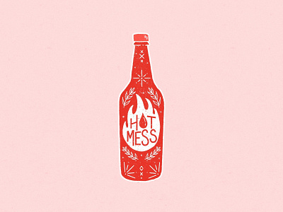Hot Mess bright design flat flat illustration graphic design hand lettering hot hot mess hot sauce illo illustration ipad pro lettering mess procreate red sauce texture type typography