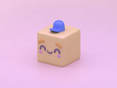 Cube Fella 3d blender character cube illustration