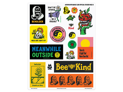 Beholder Stickerpack II 60s 70s branding camp camping design graphic illustration logo retro stoner surf type typography vintage