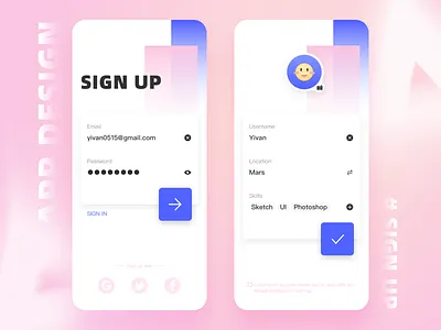 #Daily UI# Sign up app dailyui ui ux