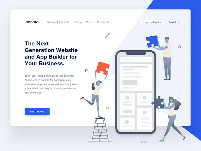 Landing Page - App Builder app builder business free download freebie illustration landing landing page website builder