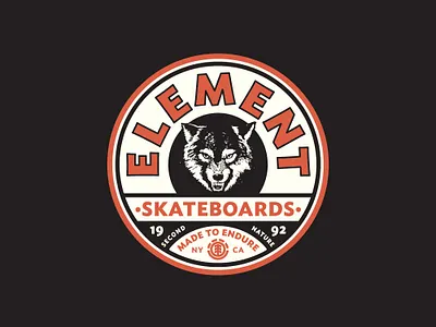 Element Skateboard Co. Logo badge branding illustration logo skateboarding typography