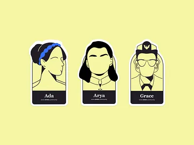 Women Stickers black and yellow illustration sticker design stickers vector yellow