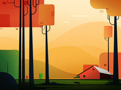 Awaking beauty hill home horse illustration illustrations landscape light morning nature tree vector