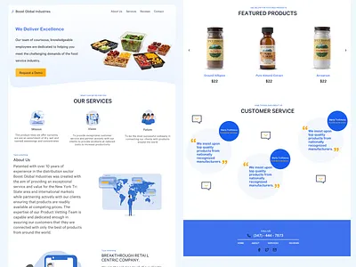 Home | Boost Global Brands app blue blue and white clean company design distribution distributor food food app illustration reactjs sketch ui ux web web design website website concept white
