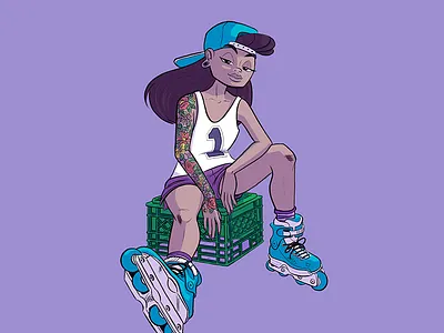 Business Card Design 2019 2d attitude branding business card character cool design dope drawing illustration inline skates personal personal branding rollerblades skater sports sporty street tattoos tomboy