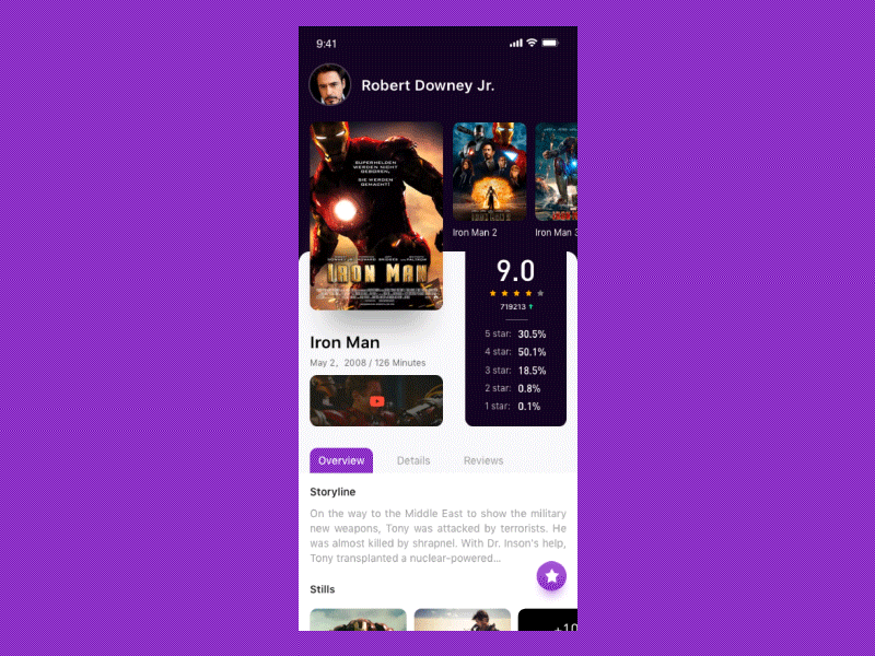 movie review animation app card choice demo design film gif movie ui ux