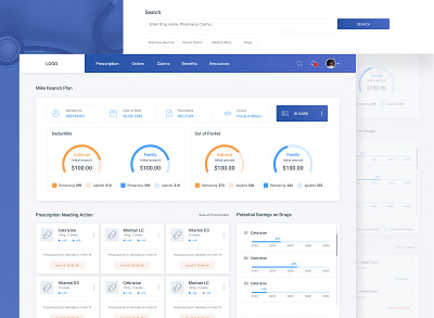 Insurance Dashboard - User Dasboard bill billboard branding classic clean design flat health identity illustration insurance medical minimal typography ui ux vector