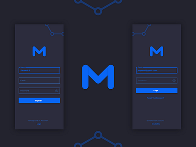 Dark Login Signup Screens android blue dark ios login signup