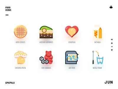 Organic Groceries avocado avocado brownies bio food cbd cbd gummies cereal chickpea pasta chickpeas hippeas icons illustration keto cookies oat milk organic