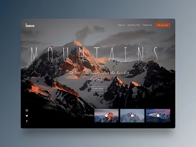 Mountains Calling conception design dribbble dribbble best shot landing page landingpage design ui ux visualdesign visuals