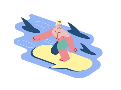 surfing art design flat illustration illustrator