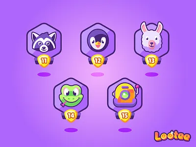 Epic tier avatars app avatar frog icon icons illustration kids lama lizard penguin raccoon robot vector