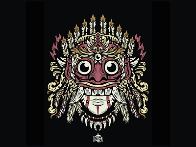 Rangda Mask art artwork bali band band merch clothing design culture design drawing illustration indonesia logo merch merch design merchandise music album mythology pointillism shirtdesign vintage