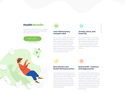 CBD Product Page 2d art about us page app branding clean design flat homepage homepage design icon illustration minimal product page profile design ui ux vector web website