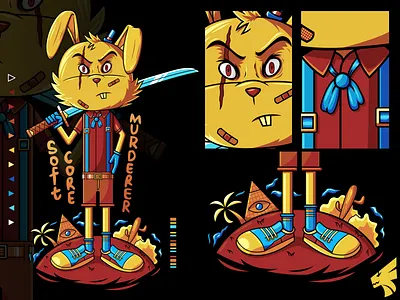 Bad Bunny The Illustration album cover artworks book cover colorful colorful illustration custom illustrations illustration killer rabbit sword swordsman t shirt illustration vector vector artwork vector illustrations