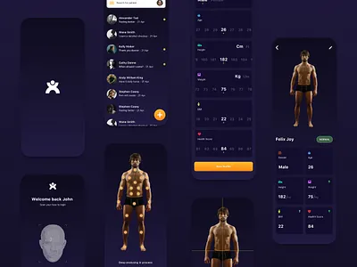 Health App - AI ai app artificial intelligence branding dark app dark ui health height interaction invision medical app mobile popular typography ui ux web design website weight