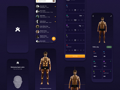 Health App - AI ai app artificial intelligence branding dark app dark ui health height interaction invision medical app mobile popular typography ui ux web design website weight