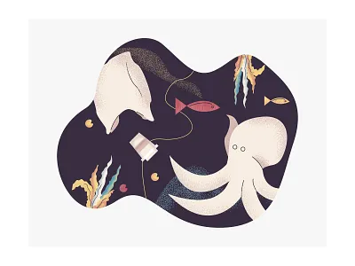 Under the sea design eco illustration octopus sea texture ui vector web world