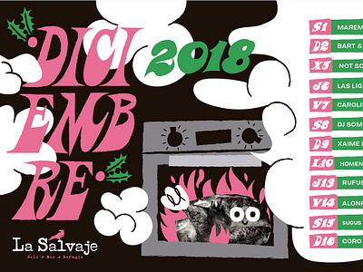 La Salvaje Dec 18' christmas design gigposter illustration
