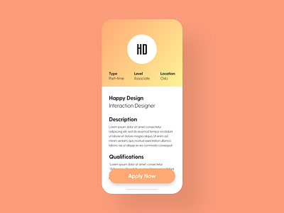 Job Listing - DailyUI - 050 apply daily dailychallenge dailydesign dailydesignchallenge dailyui dailyui 050 dailyuichallenge experience interaction interface ixd job job listing jobs mobile ui uiux user ux