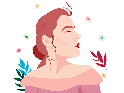 Lady Aroganzza adobe character design girl illustration illustrator lady pastel pink portfolio portrait vector vegetal