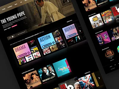 Entertainment Website Concept black entertainment search sketch sketchapp television theme tv ui uidesign uiux vector website
