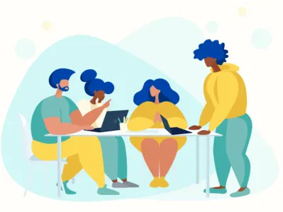 Teamwork brainstorming character flat group illustraion people startup team teamwork work