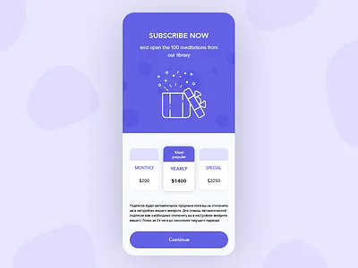 Subscribe Screen ios meditation purple sketch subscribe subscription ui ux