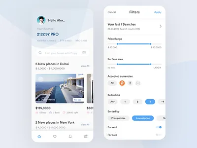 Propy App - Decentralizing Real Estate app bitcoin blockchain contract crypto cryptocurrency dapp dapps ether ethereum filter finder house mobile propy real estate smart ui ultimstudio ux