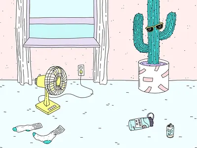 Stay Cool illustration pink plants summer