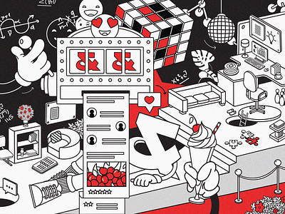 Lucky Charm blackandwhite branding character character design cherry designprocess holiday illustration like luckycharm office product product design red summer team vector vectors winners work