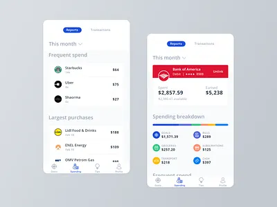 Crush It Mobile App - Spending analytics app app design bank clean dashboard ui finance finance app fintech goals mobile mobile design money reports simple spending transactions ui user interface ux