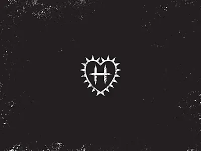 Dangerous heart logo black and white buy dangerous design forsale hardcore heart letter logo logotype online ready rough sale spikes tough unique