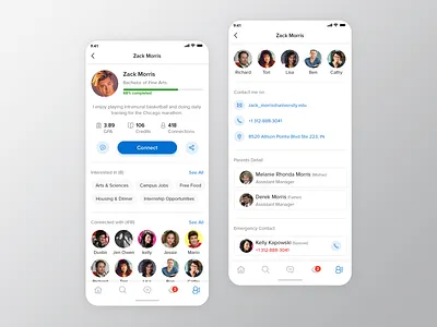 University App: Student Profile Screen app design education app mobile app profile page student app student profile university app