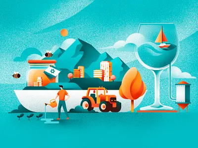 Quartz - The future of food is in Israel biotechnology colors editorial art editorial illustration food illustration ipad pro israel procreate sail ho studio sho studio tech vector