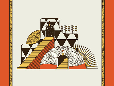 Desert Home 02 desert home house illustration plants southwest stairs texture