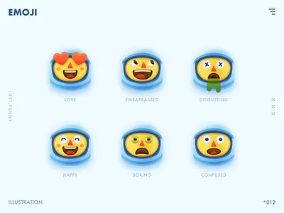 Emoji blue design emoji icon illustration layout yellow