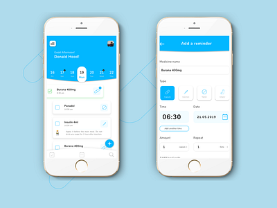 Medicine Reminder App concept clean ui design health app iphone design latest mobile design medicine app mobile design mobile mockup mobile ui newdesign ui
