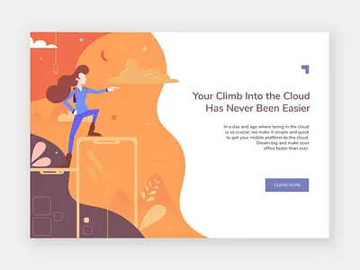 Mobile Climb Landing Page climbing flat design illustration landing page landing page design landing page ui mobile mobile app mountain panel simple ux vector whitespace